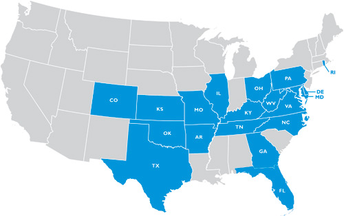 Areas Worked around the United States